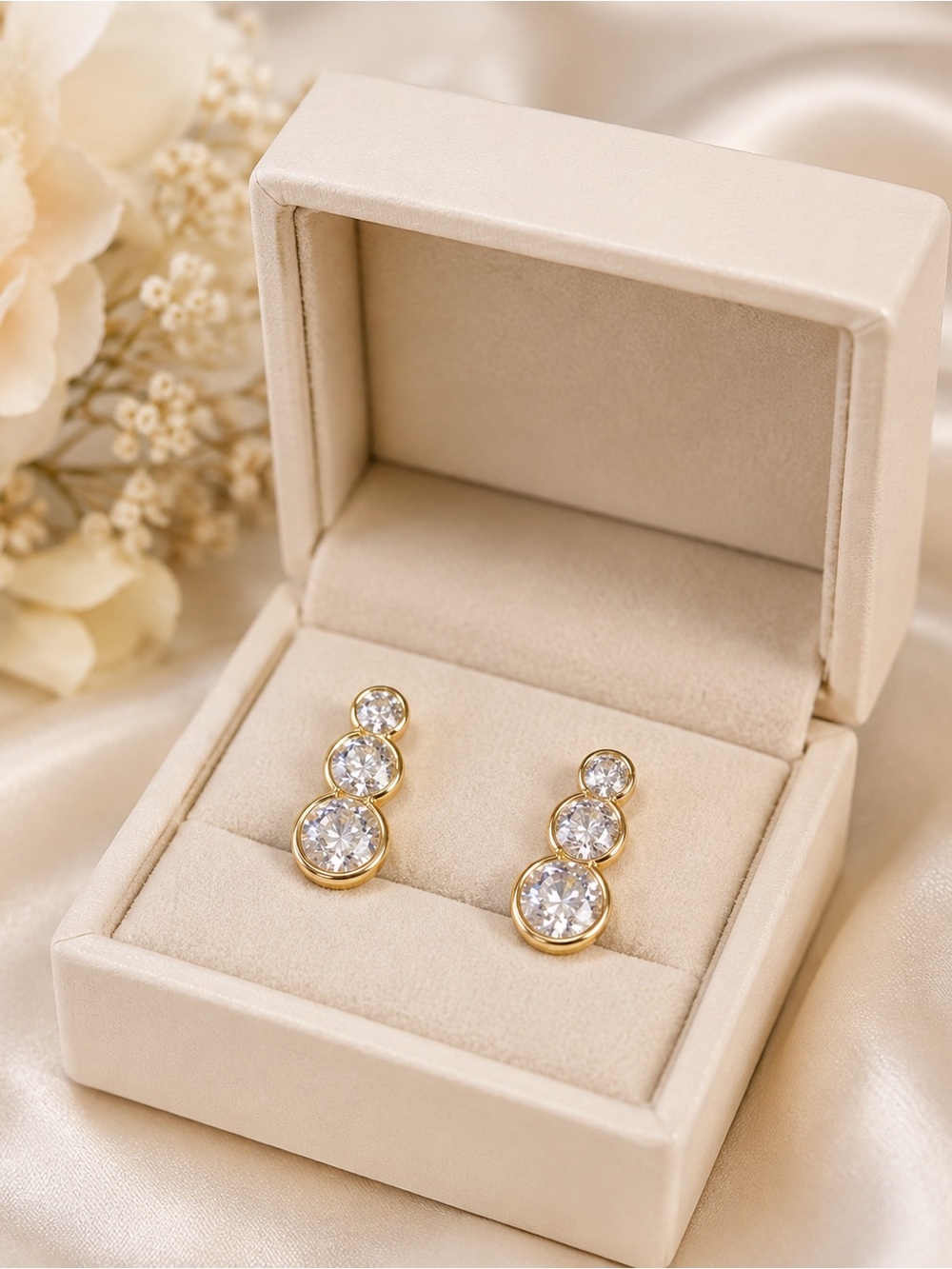 14K GOLD OVER SOLID STERLING SILVER MOISSANITE EARRINGS ✨